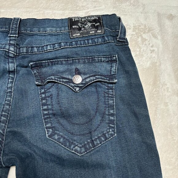 True Religion Men Geno Slim Fit Flap Big T Jeans Pants Dark Wash Size 40 - Picture 8 of 11